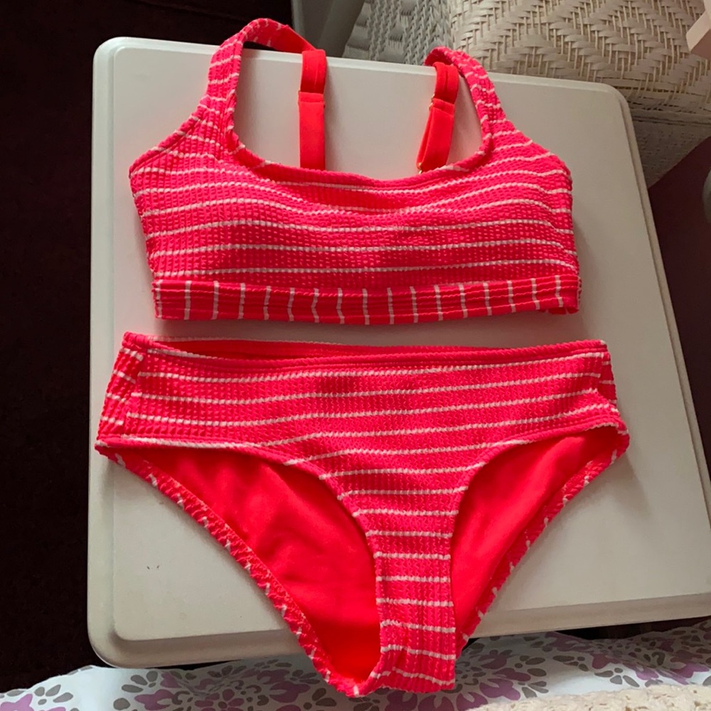 Hot pink bralette style bikini set